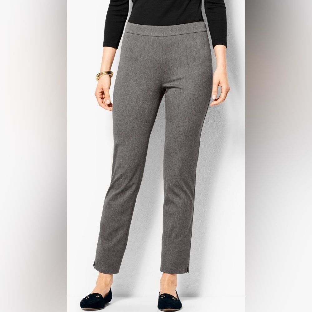 Talbots Women's Chatham Grey Wool Tapered Cropped Trouser